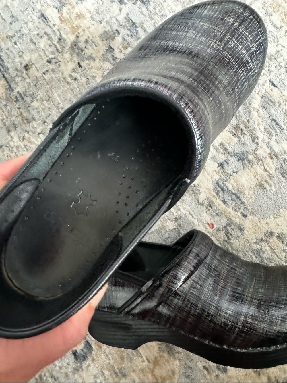 Dansko Women's Black Crosshatch Slip-On Clogs - Picture 3 of 6